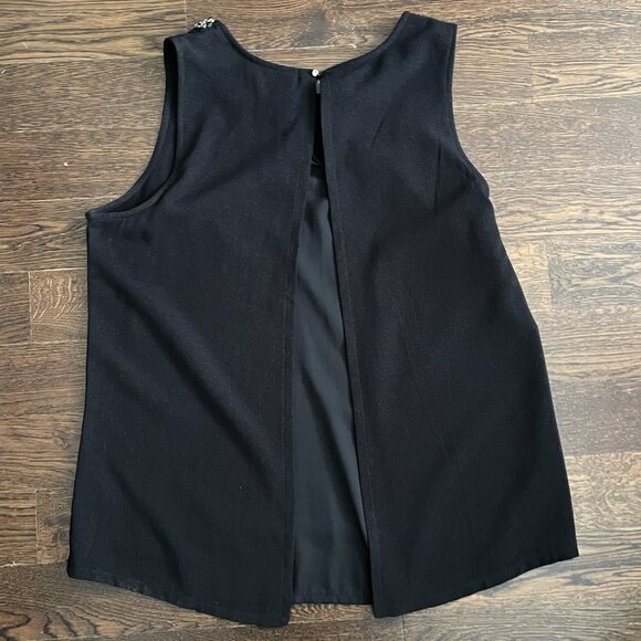 Jules & Leopold Black Rhinestone Trim Sleeveless BlouseTank Top-Large - Picture 4 of 12